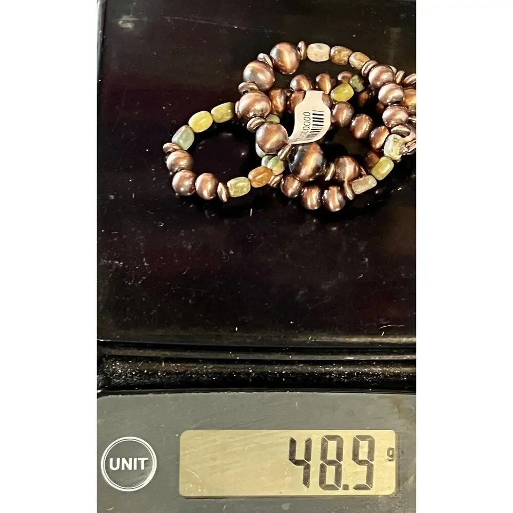 Royston Turquoise Oxidized Copper Desert Pearl 16” Southwestern Beaded Necklace - Picture 13 of 13